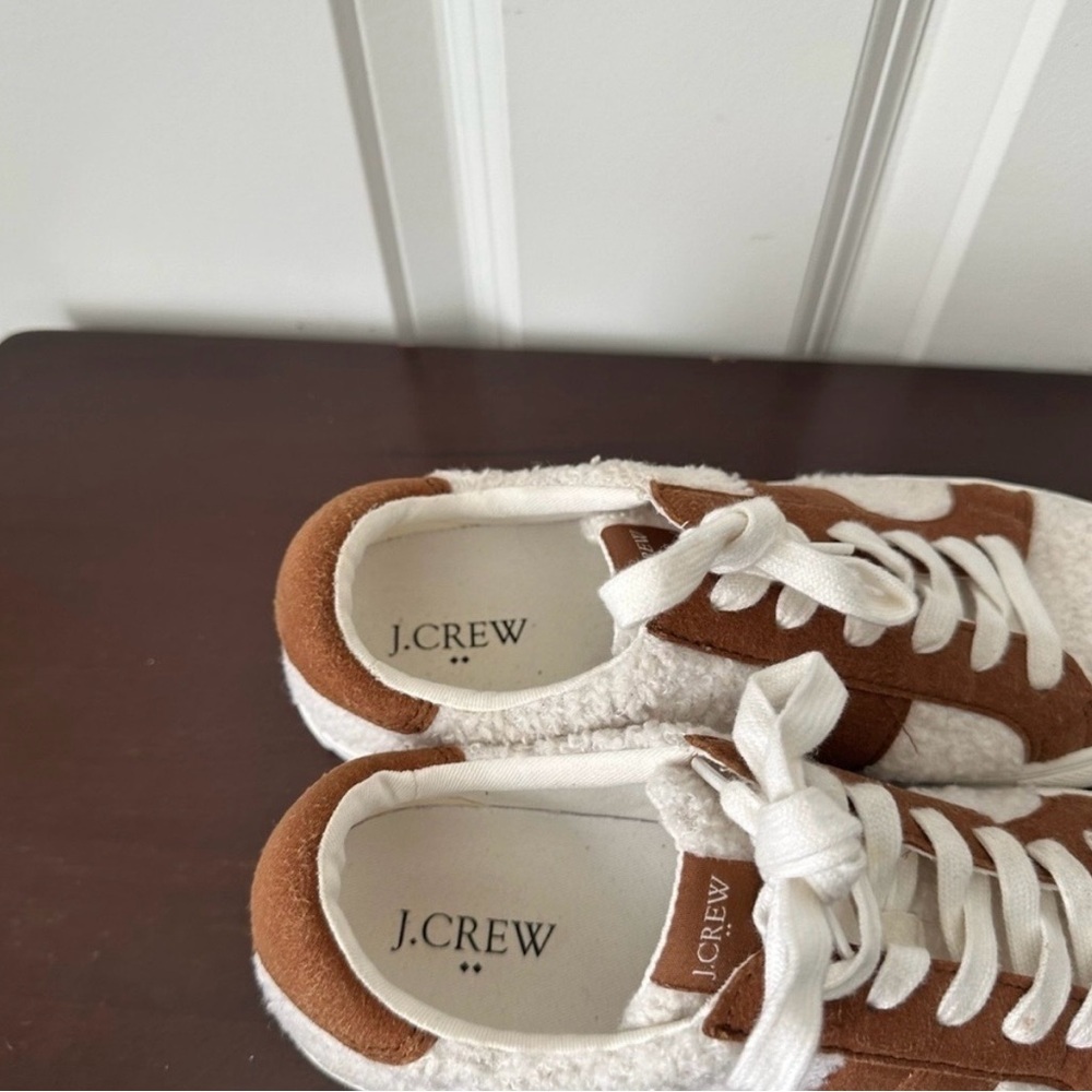 J. Crew Striped White Sherpa Road Trip Sneakers Womens Size 7.5 - Picture 8 of 9